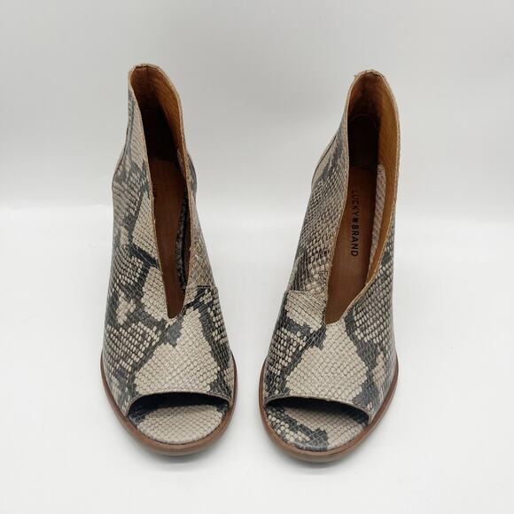 Lucky Brand Joal Shooties Peep-Toe Booties Leather Size 9 - Picture 4 of 9